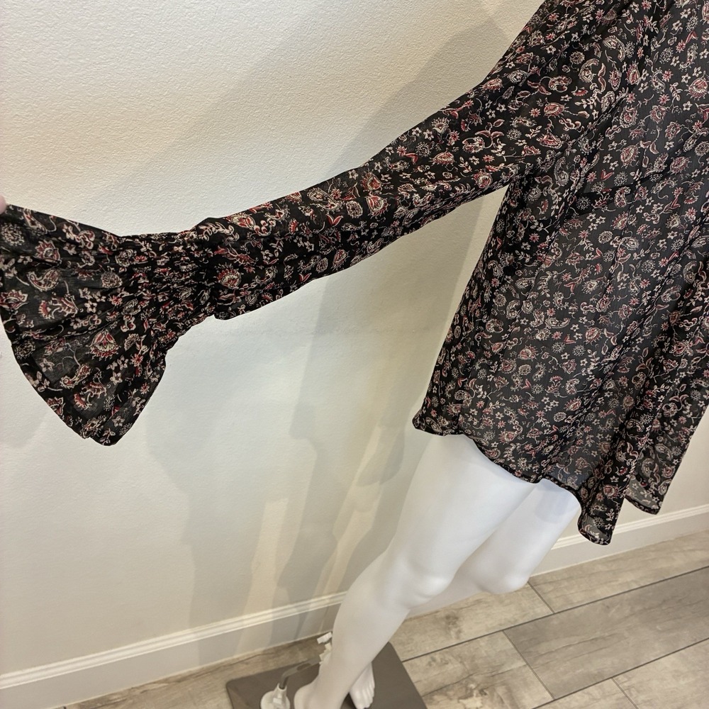 New Torrid Festi Sheer Chiffon Black Paisley Blouse Size 1X  Romantic Dark Fairy - Picture 3 of 11